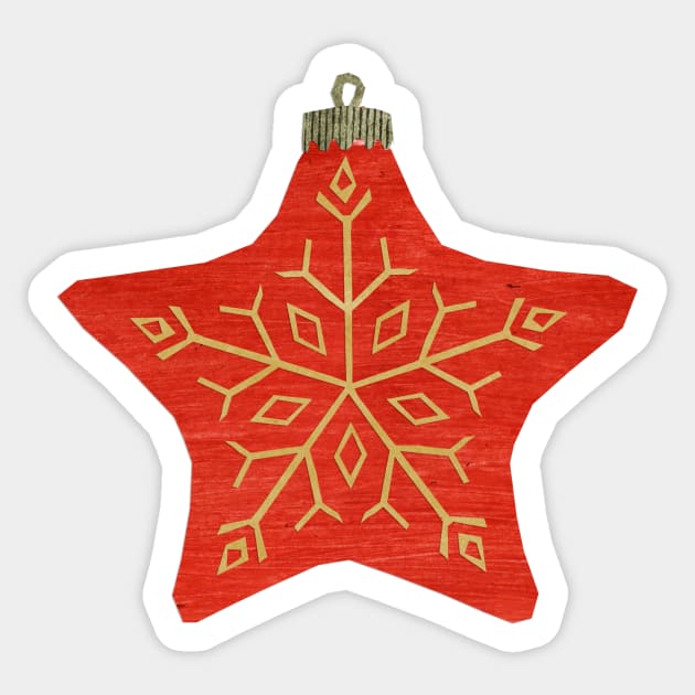 Bauble - Trad red star snowflake Sticker by Babban Gaelg